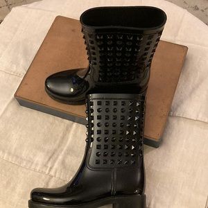 ASOS Black ladies rubber rain boots. Size 39 mid calf length
